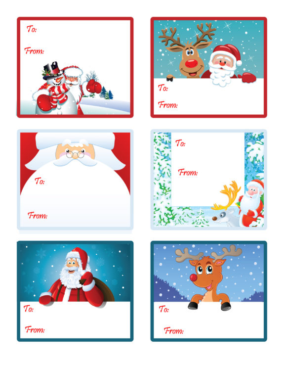 Printable Christmas, Gift Tag, Christmas Tree, Santa, Snowman, Frosty the Snowman, Reindeer, Horizontal Gift tag, Vertical Christmas Gift Tag, Free Tags
