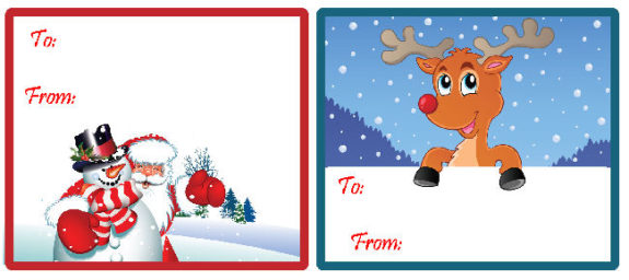 Printable Christmas, Gift Tag, Christmas Tree, Santa, Snowman, Frosty the Snowman, Reindeer, Horizontal Gift tag, Vertical Christmas Gift Tag, Free Tags